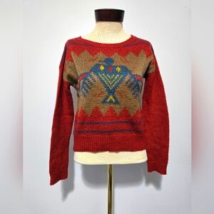 ECOTE Urban Outfitters Red and Brown Totem Aztec Sweater. Size XS